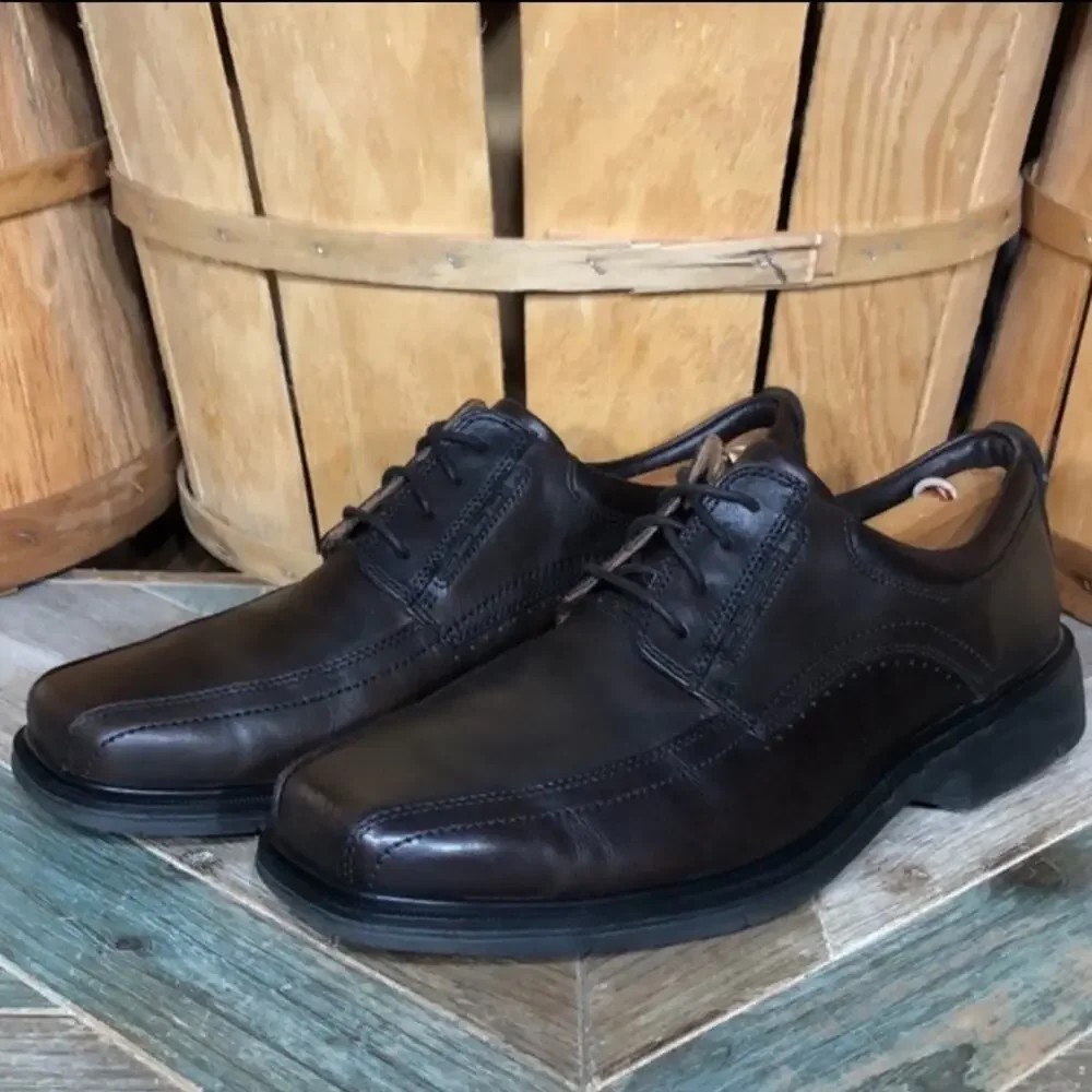 Clarks Unstructured Un Kenneth Way Dark Brown Leather Oxfords Mens Size 9.5 WIDE